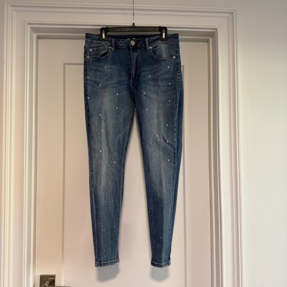 Rhinestone and Pearl Embellished Seven Jeans - Picture 2 of 15